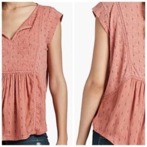 Lucky Brand Pink/Peach Flowy Embroidered Top, Size Large - Picture 12 of 12